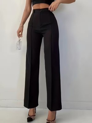Hazego Bordo Renk Yüksek Bel Maskülen Kesim Kumaş Pantolon