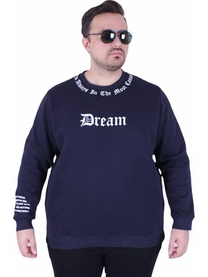Moc Grande Mocgrande Büyük Beden Bisiklet Yaka 3ip Sweat Dream 25715 Lacıvert