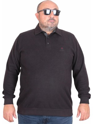 Moc Grande Mocgrande Erkek Büyük Beden Polo Yaka Sweat Feel Good 24408 Sıyah