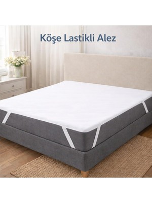Köşe Lastikli Alez 160 x 200 cm Beyaz Sıvı Geçirmez Terletmeyen