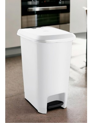 Melkan Home Slim Pedallı Çöp Kovası 60 Litre & Büyük Boy Pedallı Çöp Kovası Beyaz Beyaz