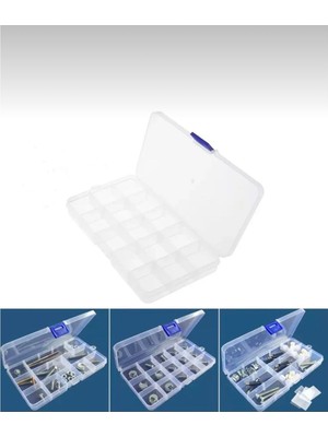 Atlas Hobi 15 Bölmeli Organizer Kutu – Ayarlanabilir Bölmeli Plastik Düzenleyici Kutu