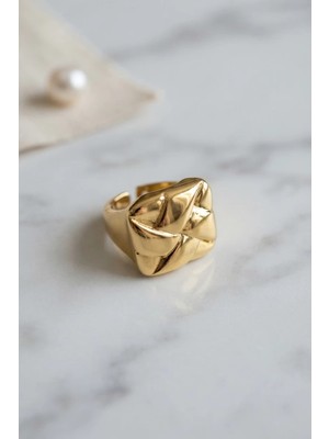 Uravas Store Geometrik Origami Tasarımlı Ayarlanabilir Gold Renk Yüzük TJ-BYK4221