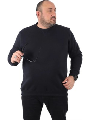 Moc Grande Mocgrande Büyük Beden Sweatshirt V Design 22742 Lacıvert