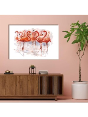 Gaagart Tekli Yatay Kanvas Tablo Yüksek Kalite Pembe Flamingolar 60 x 40 GARTNM8444