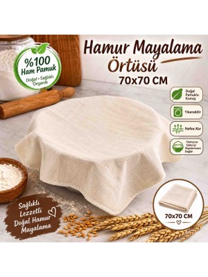 Magic Lady %100 Ham Pamuk Yıkanabilir Hamur Mayalama Örtüsü – Doğal Pamuklu Ekmek ve Hamur Bezi 70X70 cm