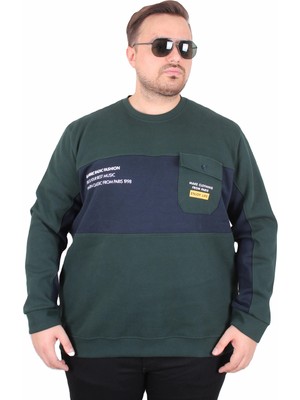 Moc Grande Mocgrande Büyük Beden Bisiklet Yaka Cepli Sweat Double Face Pike 25702 Neftı