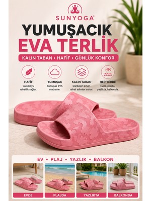 Suneva Kadın Kalın Taban Yumuşak EVA Terlik – Günlük Ev, Yazlık ve Plaj Terliği Desenli