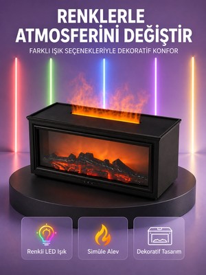 İlk El Grup Şömine Görünümlü Hava Nemlendirici Renkli LED Işıklı Aroma Difüzörü