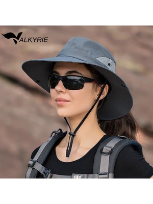 AyrStore Valkyrie Outdoor Güneş Şapkası Unisex Kamp Trekking Safari Balıkçı Şapkası Uv Koruma Gri