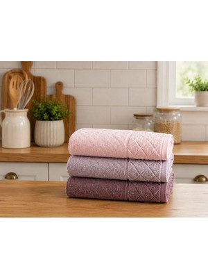 Gonca Kristal Desenli Havlu 30X50 cm 3'lü Set %100 Pamuk