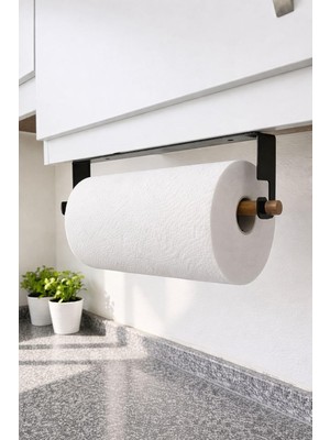 AyrStore Jumbo ve Dev Rulo Kağıt Havluluk Yapışkanlı ve Vidalı Şerit, Kancalı Ağaç Çubuklu Model Mat