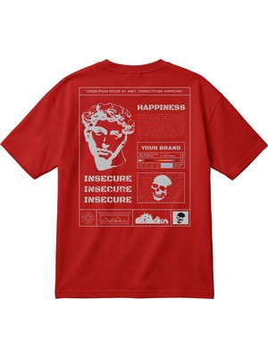 Happıness Baskılı Oversize Unisex Tişört – Streetwear, %100 Pamuk