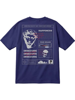 Happıness Baskılı Oversize Unisex Tişört – Streetwear, %100 Pamuk