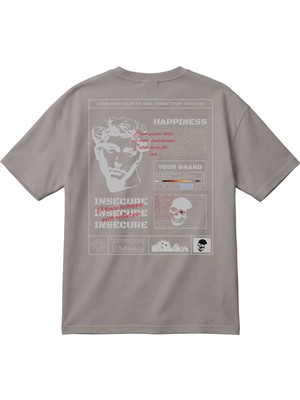 Happıness Baskılı Oversize Unisex Tişört – Streetwear, %100 Pamuk