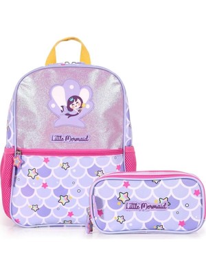 AyrStore Milk Moo Soft Cuddles Milk&moo Çocuk Sırt Çantası ve Kalem Kutusu Seti Pırıltılı Deniz Kız�