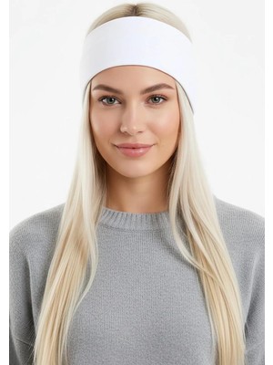 AyrStore Premium Geniş Saç Bandı - Cilt Bakımı ve Makyaj Bandı (Beyaz)