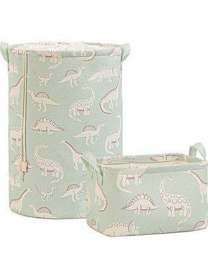 AyrStore Ocean Home Textile 2'li Çocuk Odası Dinozor Sepet Set 1 Adet 30 x 21 x 18/36 x 48 cm