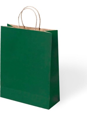 AyrStore Yeşil Büküm Saplı Kraft Çanta 15X20CM Pakette 24 Ad