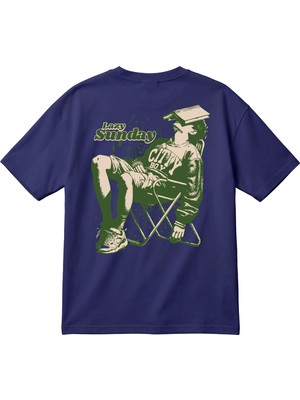 BarsDepo Lazy Sunday Baskılı Oversize Unisex Tişört – Vintage Streetwear %100 Pamuk