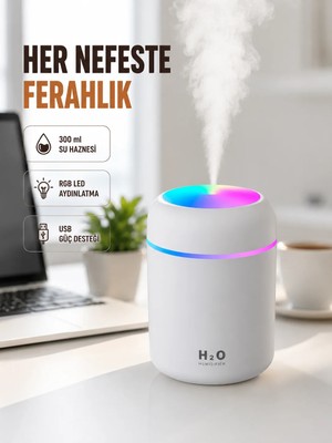 Miss Mojo Abs Gövdeli 300ML USB Nemlendirici – Beyaz, Gri, Pembe Renk