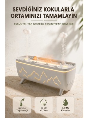 Zenviaa Ultrasonik Hava Nemlendirici Aromaterapi Difüzörü Jöle Yağmur Efektli LED Işıklı 280