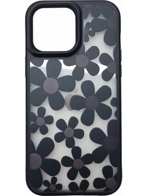 3D Sepetim Iphone 16 Pro Max Çiçekli Kılıf Bağlama Aparatlı Siyah
