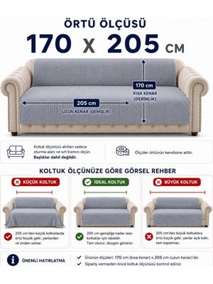 Kumaşçıtr Koltuk Çekyat Örtüsü - Kaymaz Tabanlı Süngerli Kadife Kumaş Taş Rengi