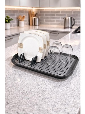 Stile Cucina Tezgah Üstü Kurutmalık ve Kesim Panosu, Tabak Bardak Kurutucu, Mutfak Organizeri