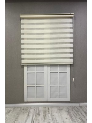Zebra Stor Perde Dar Plise Güneşlik Perde, Krem, 60 x 200