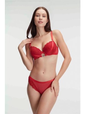 Hace Bazaar Fantezi Destekli Balenli Kaplı Ipli Aksesuarlı Sütyen Slip Iç Çamaşırı Takımı