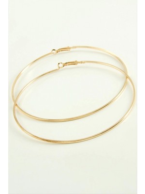 Hace Bazaar Ezme Çizgili Metal Halka Küpe 8-9-10 cm
