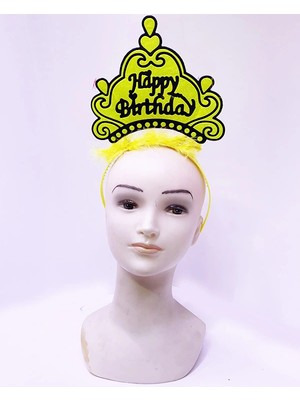 Hace Bazaar Happy Birthday Neon Sarı Taç