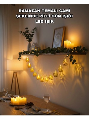 Hace Bazaar Ramazan Bayram Süslemesi Için LED Işık Cami Figürlü Dekoratif Tasarım