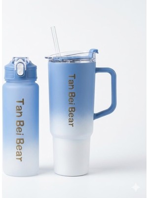 2'li Matara ve Pipetli Mug Bardak Seti – 900 ml Spor Suluk + 1500 ml Pipetli Termal Mug Bardak, G�