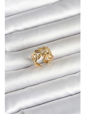 Hace Bazaar 316L Çelik Gold Renk Başak Figür Kadın Yüzük - TJ-BYK4174