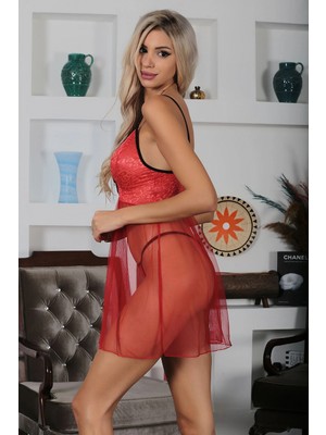Hace Bazaar Kırmızı Şifon Gecelik - 659