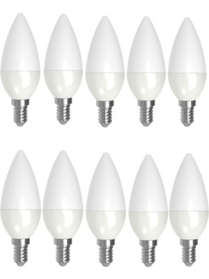10 Adet 5W Beyaz Işık LED Mum Ampul Buji Ampul Avize Ampulü E14 Ince Duylu Ct 4076 6400 Kelvin