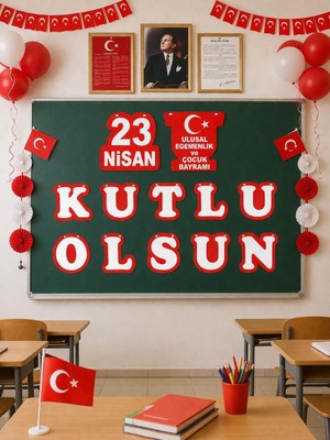 23 Nisan Süsleri 23 Nisan Kutlu Olsun Yazılı Dekor Seti - 12 Parça