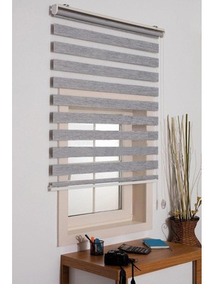 Beyazıt Tekstil Gri Bambu Zebra Stor Perde Gri 200 x 260 BYZT445