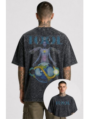 Fuddy Moda Unisex Tool World Sırt Baskılı Yıkamalı Tişört, Oversize Rock Band Temalı Vintage Tshirt