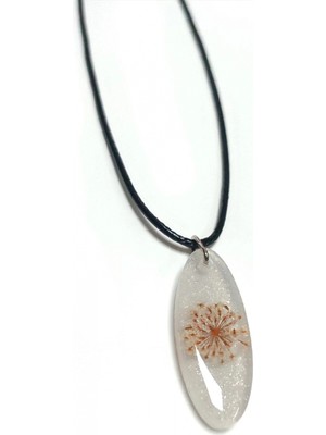 Hace Bazaar Sultanotu Çiçeği Oval Epoksi Kolye