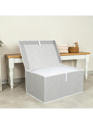 Çok Amaçlı Düzenleyici Kapaklı Sandık Tipi Kutu Hurç Organizer (60 x 40 x 30, Gri)