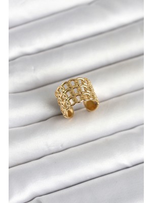 Hace Bazaar 316L Çelik Gold Renk Zincir Model Kadın Yüzük - TJ-BYK4177