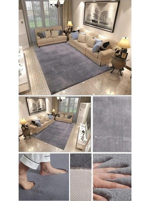 Rachel Carpet Koyu Gri Lüks Raschel Kaymaz Taban Peluş Halı Yolluk, 80 x 510