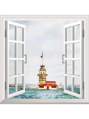 Kazan Hobi Pencere Poster Duvar Kağıdı Kız Kulesi Yapışkanlı Sticker