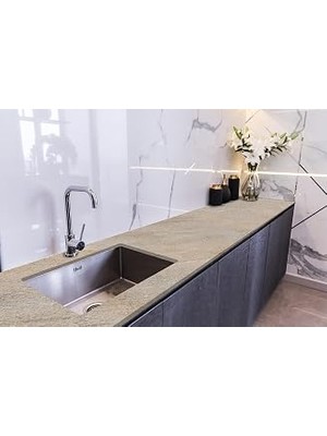 Kazan Hobi Stickerart Tezgah Üstü Fayans Kaplama Folyosu Mutfak Tezgahı Kaplama Rustik Beige Marble 70 cm x 2 Metre