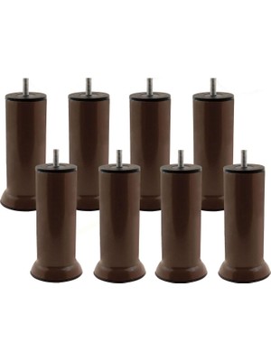 Kazan Hobi BADEM10 Baza Mobilya Koltuk Kanepe Metal Destek Ayağı M8 Civatalı Kahverengi Ayak 15 cm (8 Adet)