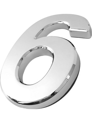 Kazan Hobi Yapışkanlı Kapı Numarası Küçük Boy 50 mm 5 cm Numara 6 Rakam Altı Sayısı Krom Renk Numaralar 1 Adet