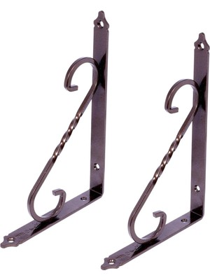 Kazan Hobi BADEM10 2 Adet Ferforje Raf Altı Ayak Dekoratif Raf Tutucu Bakır Montaj Aparatı 135 x 190 mm (Orta Boy)